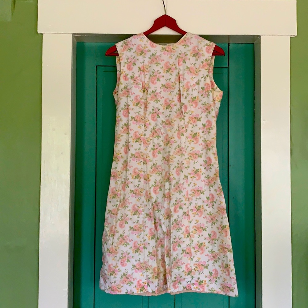 Homemade Cotton Floral Sleeveless Dress (Pink)